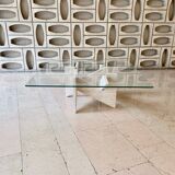 Travertine sculptural coffee table with square top