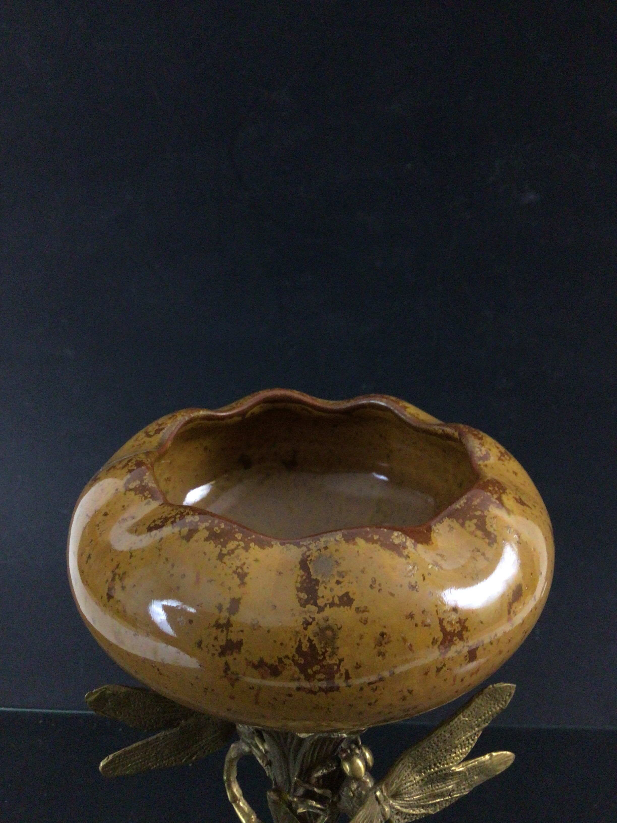 Art Nouveau Cup in Bronze & Porcelain