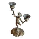 Cherub brass candle holder
