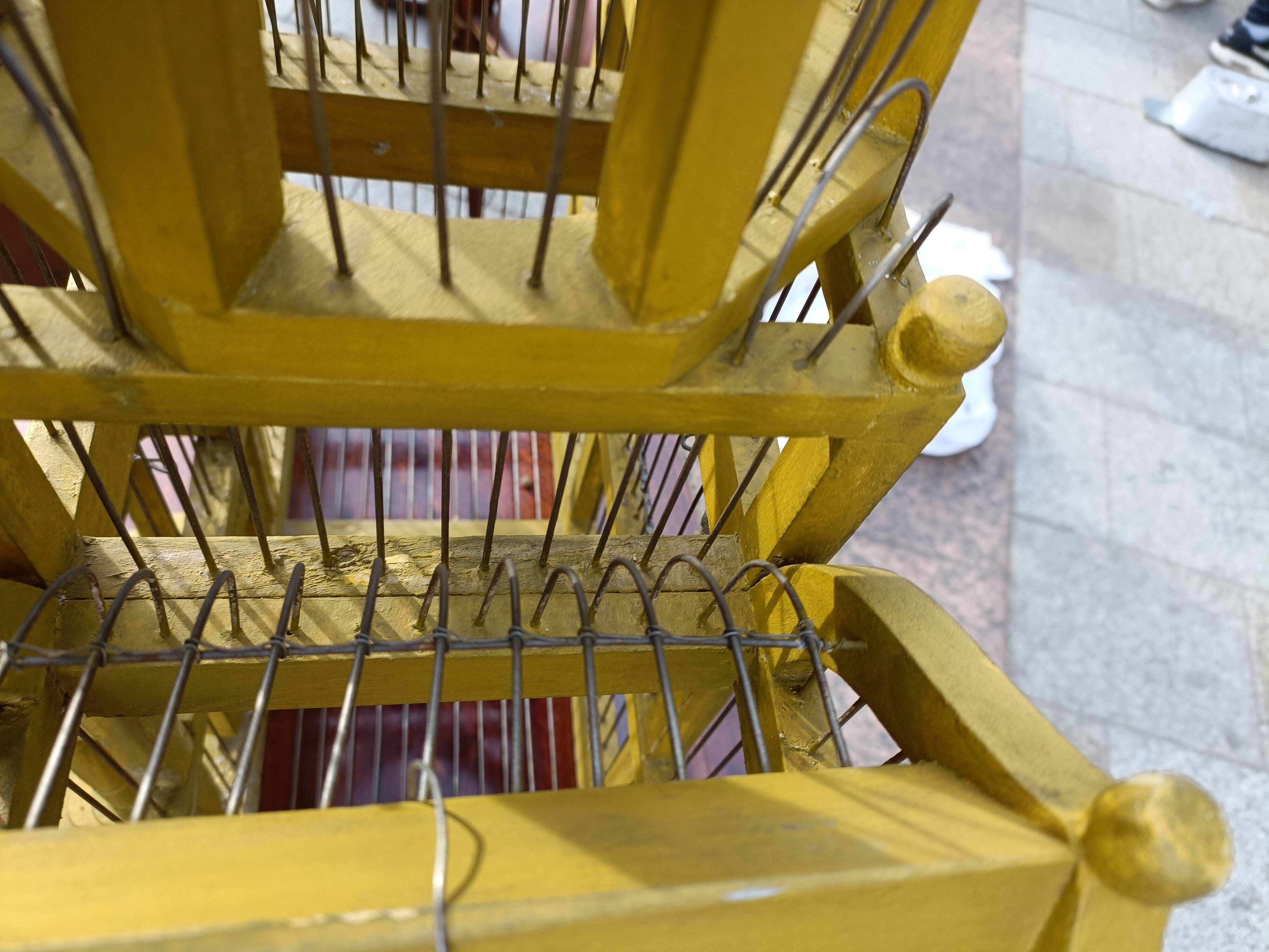 Vintage antique wood and metal bird cage