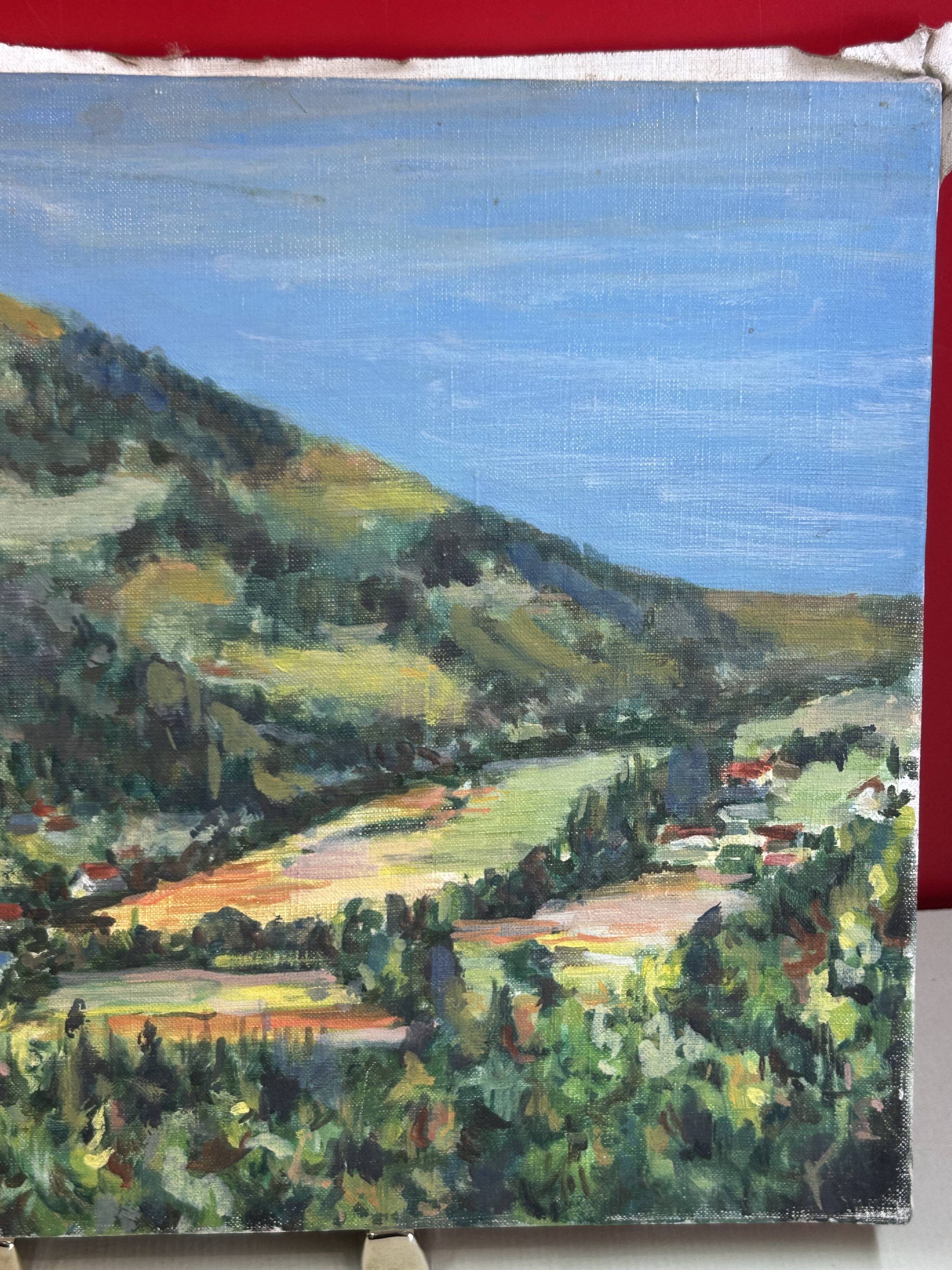 View of a mountain village, oil on canvas