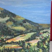 View of a mountain village, oil on canvas