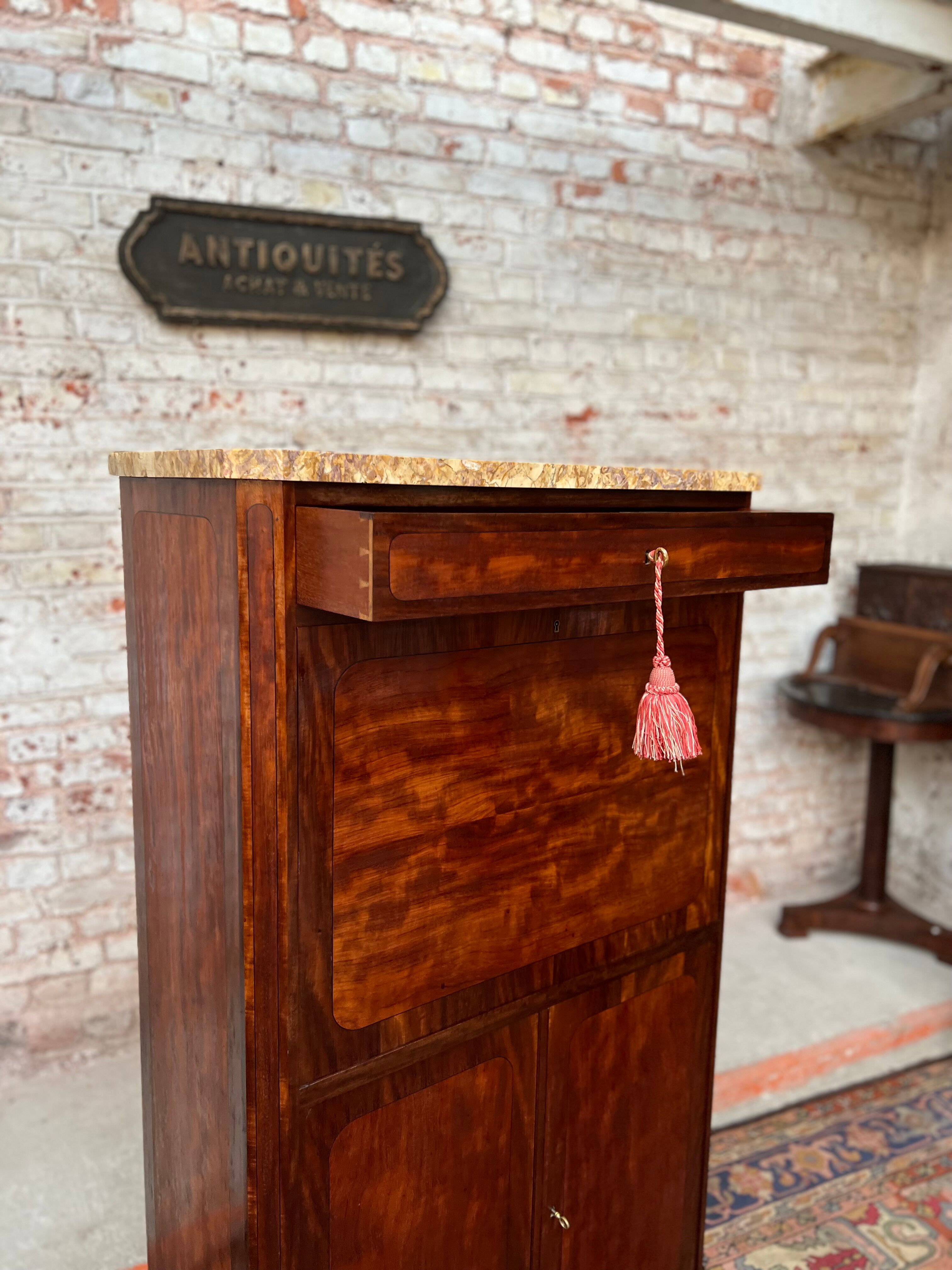 Lady secretary speckled mahogany style Louis XVI XIX th century