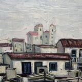 Mediterranean port landscape. Oil on canvas signed.