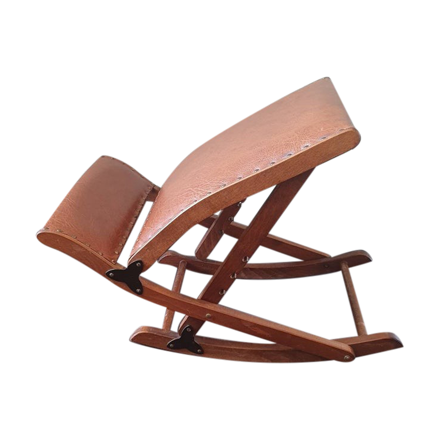 70s wooden folding footrest