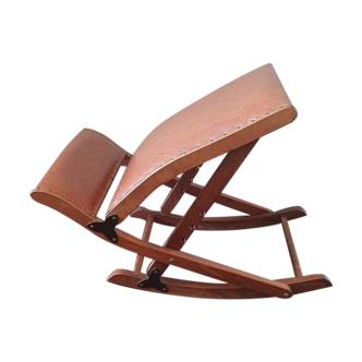 70s wooden folding footrest