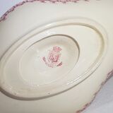 Saucière en porcelaine opaque de Gien modèle chardons, terre de fer.