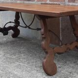 Table espagnole pieds lyre en chêne (19ème siècle)