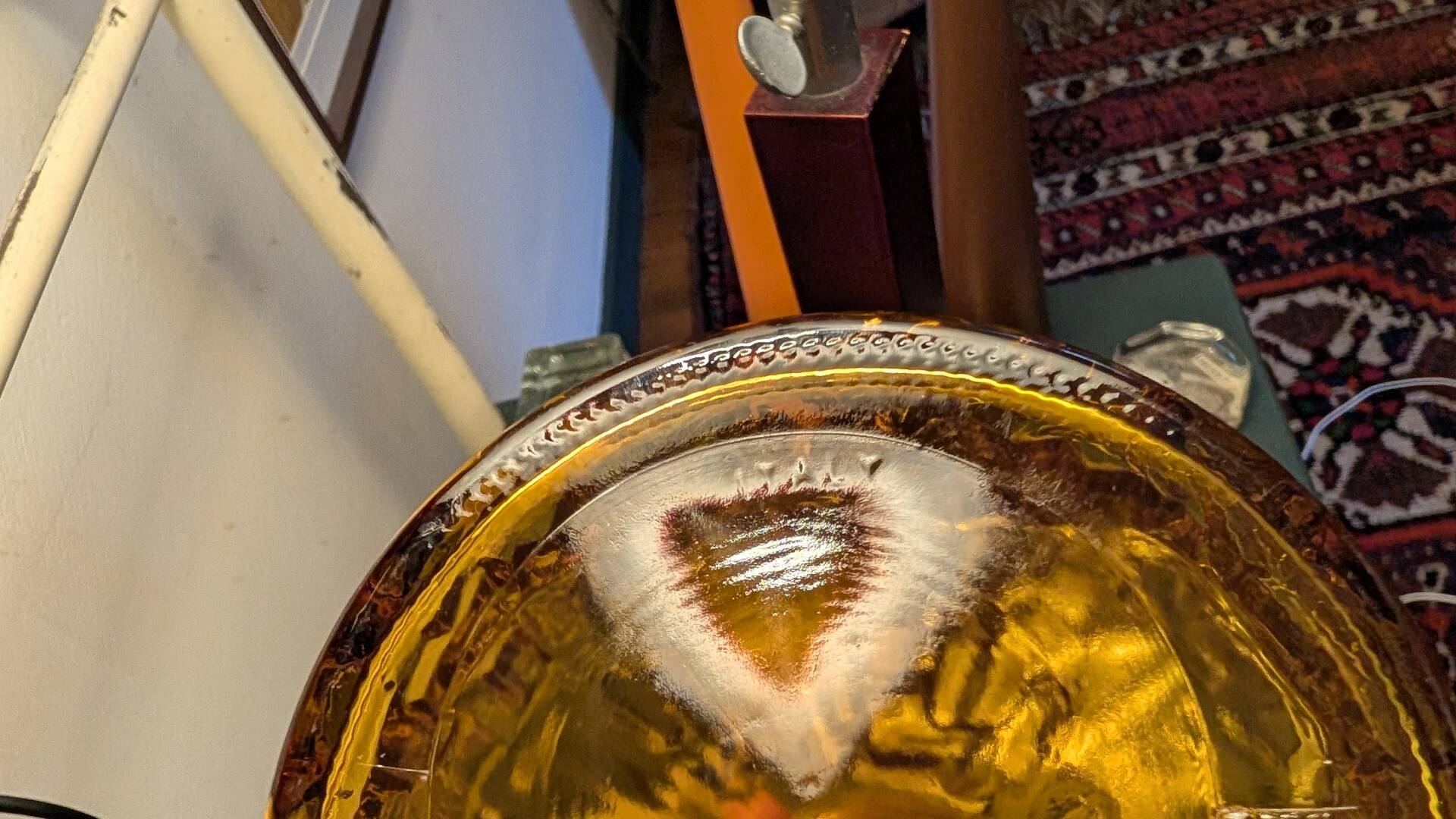 Italian pitcher textured amber glass 70's