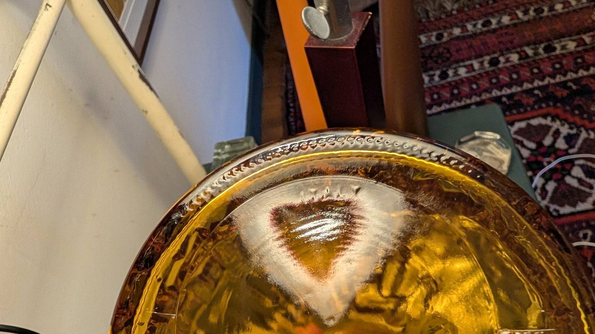 Italian pitcher textured amber glass 70's