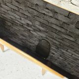 Small opaque black glass coffee table 1960