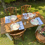 Table de ferme en chêne 1 tiroir