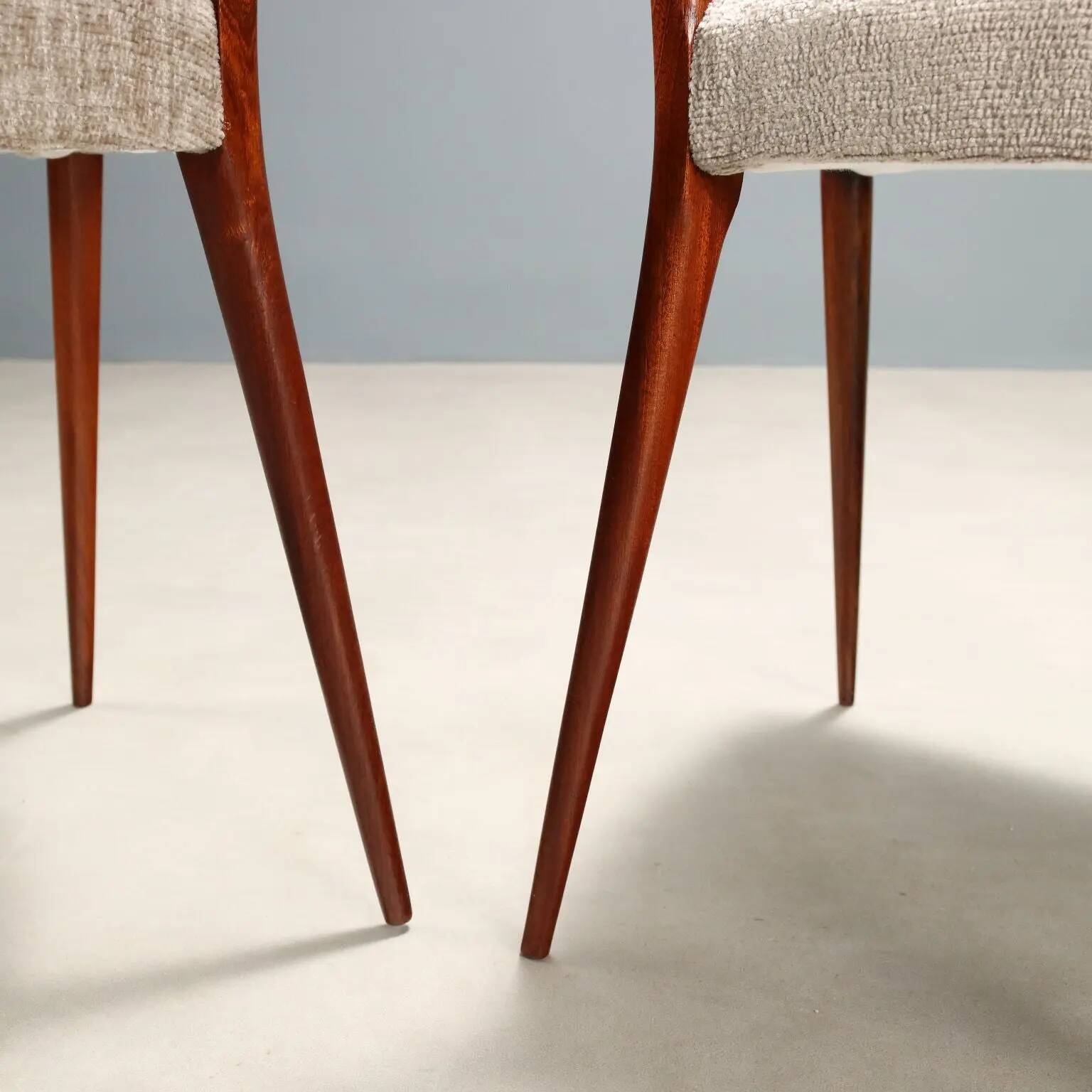 Chaises vintage en hêtre et tissu, design, Italie, années 1950, restaurées