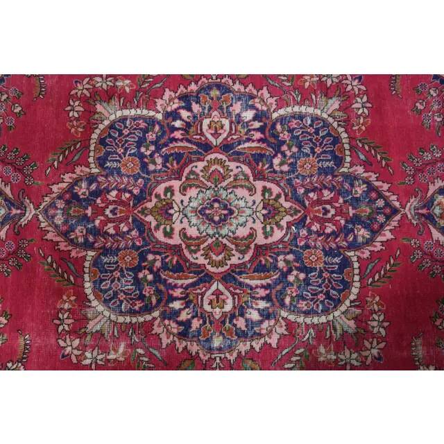 1970s Vintage Persian Handmade Wool Cotton Pink Area Rug  282x397