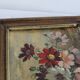 Oil on cardboard signed - still life, bouquet of cosmos