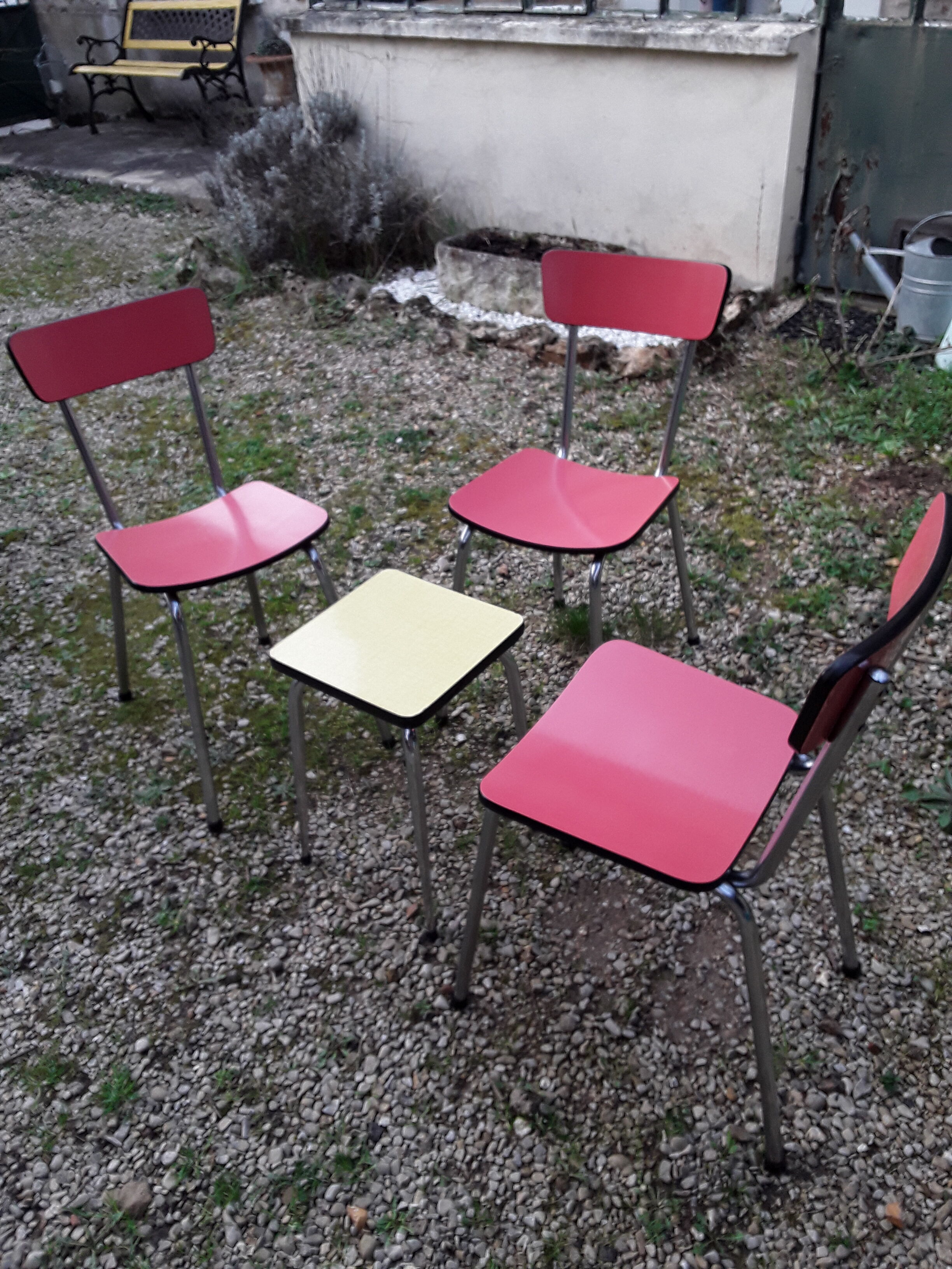 Chairs and stool in formica