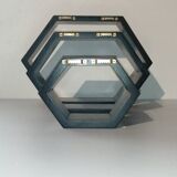 Set of 3 hexagonal nesting shelves design 80s vintage