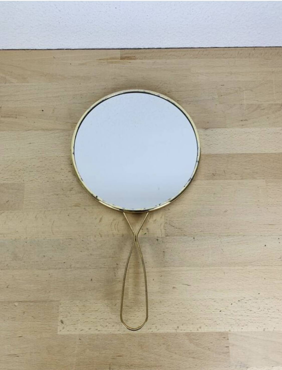 "Elite" double-sided gold-plated metal barber mirror