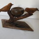 Candle holders birds carved wood