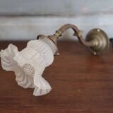 Vintage wall light, bronze swan neck and tulip globe wall light