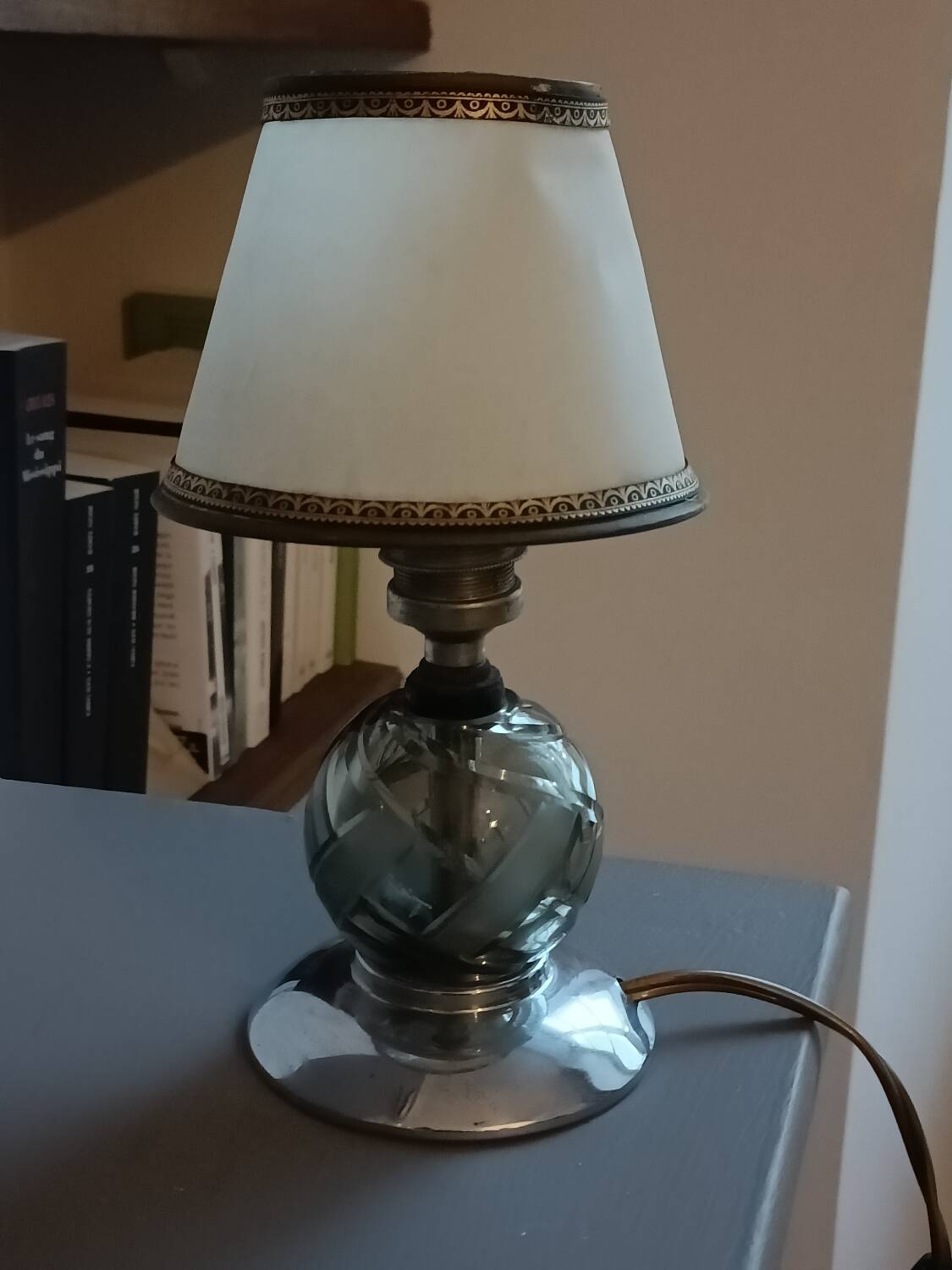 Petite lampe en cristal, art déco