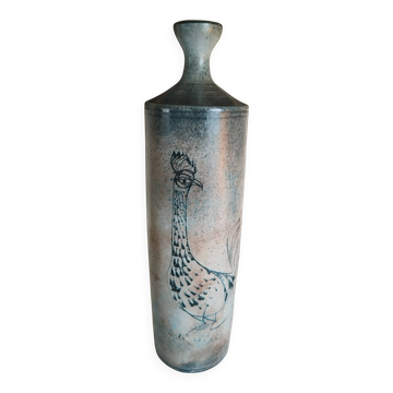 Bottle vase with a rooster design Atelier Roy Montgolfier