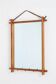 Mid-century wall mirror with key rail / pine wood / suede / 1960s-1970s / Danish modern design