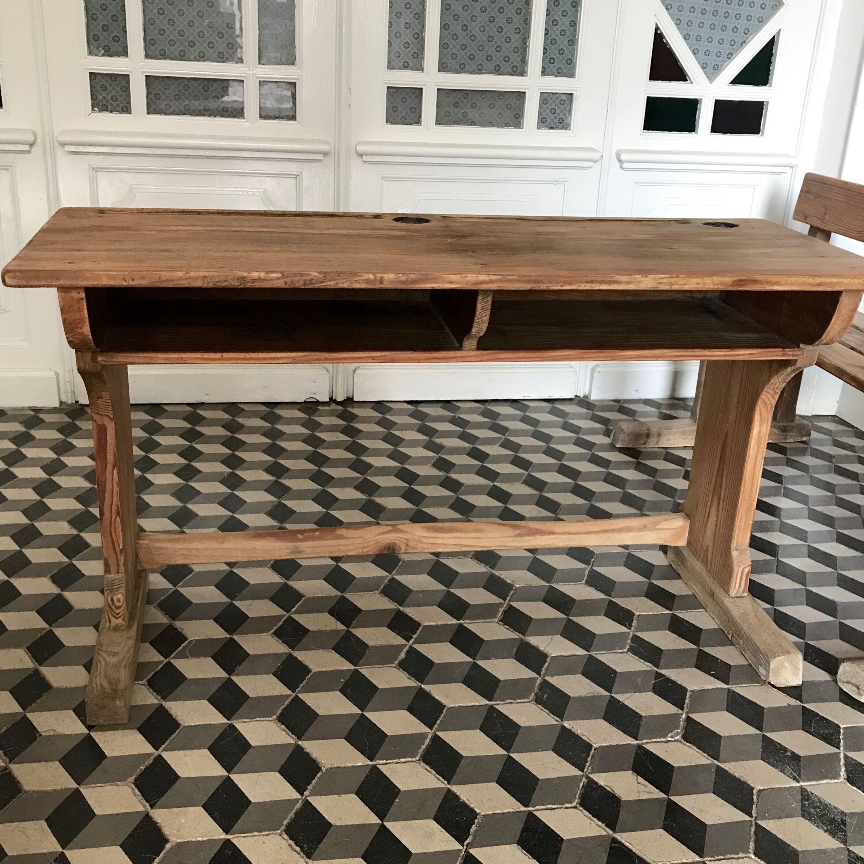Ancien bureau écolier double