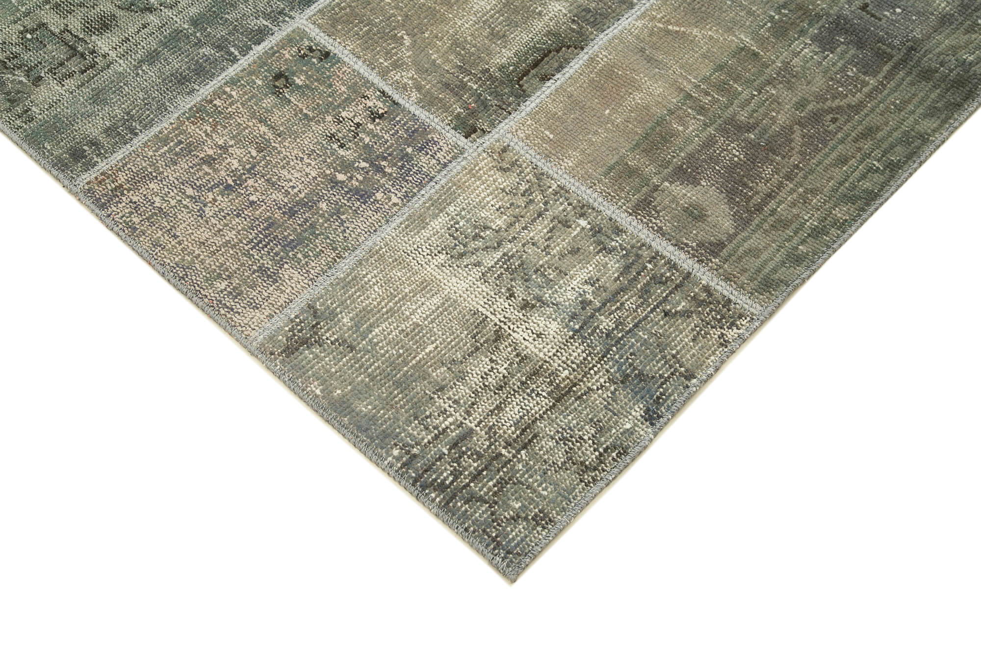 Handwoven oriental vintage 172 cm x 242 cm grey patchwork rug