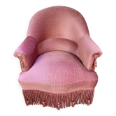 Fauteuil crapaud rose vintage