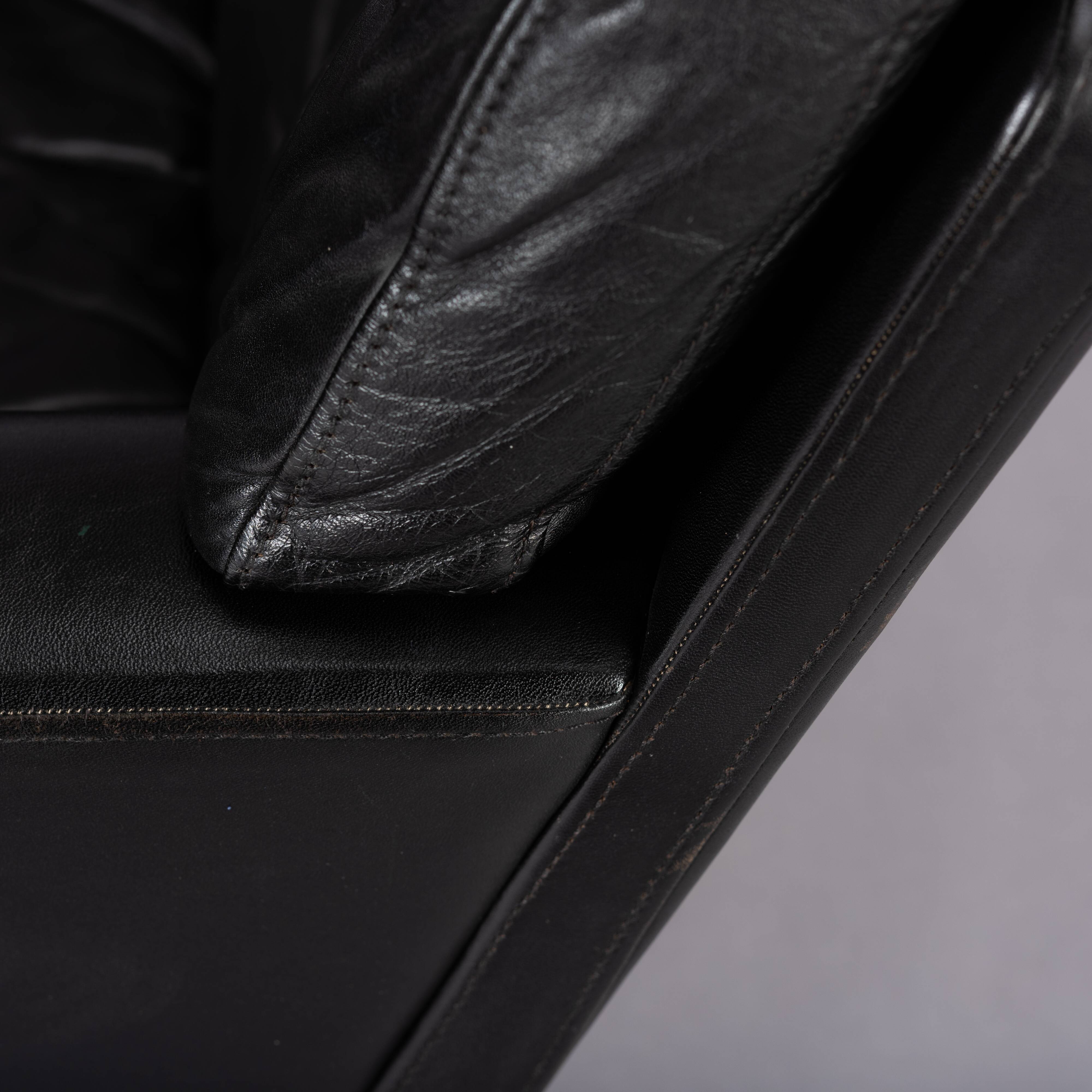 Mid-century black leather swivel chair by Lystager, 1960s