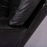 Mid-century black leather swivel chair by Lystager, 1960s