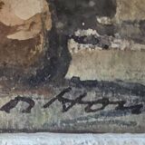 Claude HOUAL Watercolour No. 53 titled "Breton Interior" circa 1950