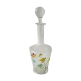 Ancienne carafe émaillée, décor fleurs, Legras