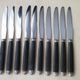 Set of 10 blackened wood handle cheese knives and stainless steel blade