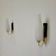Pair of vintage Arlus wall lights in brass and opaline from the 60s
