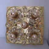 Lampe murale doré, cristaux de verre des années 1960