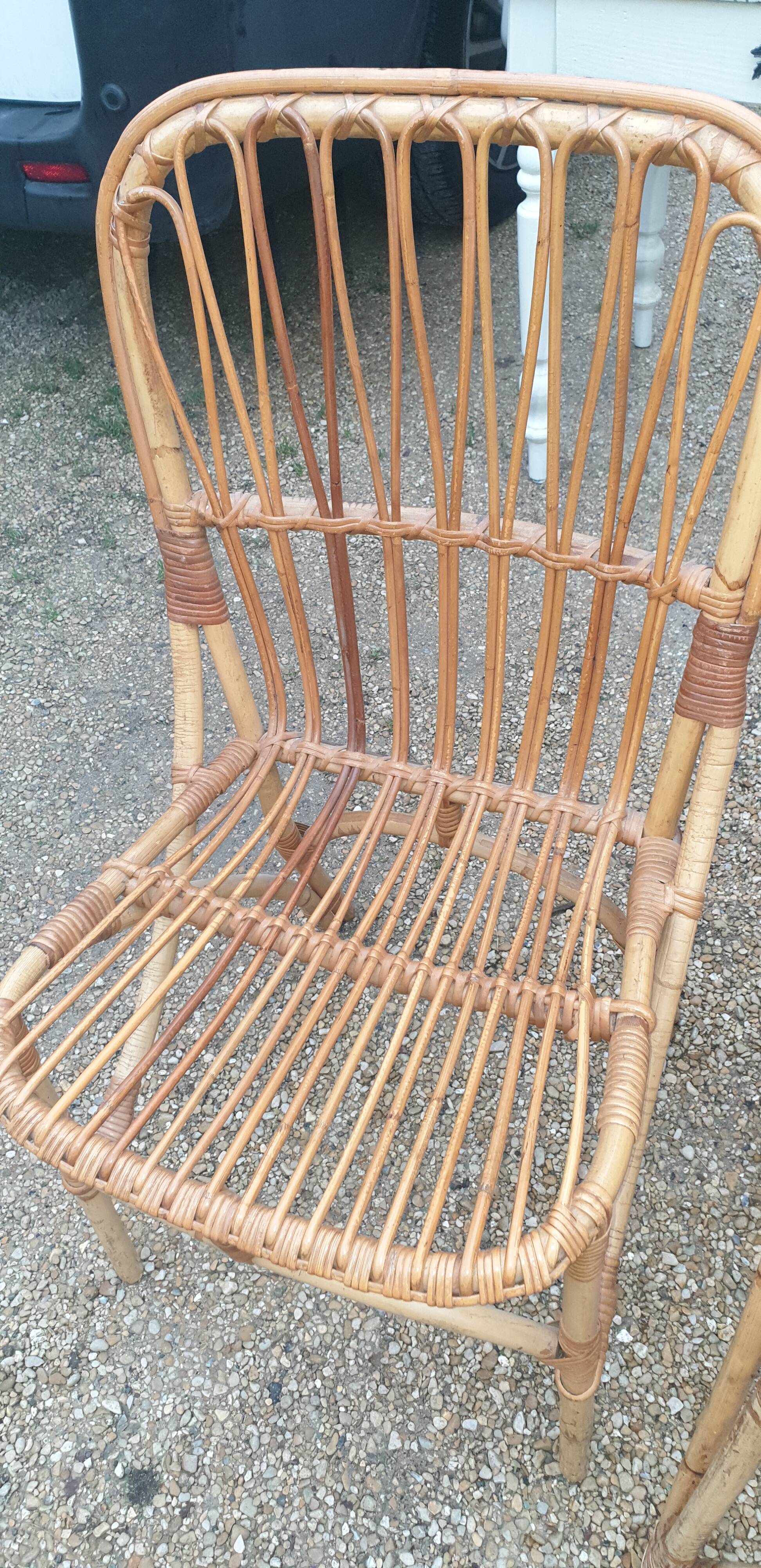4 sixties/seventies bamboo chairs