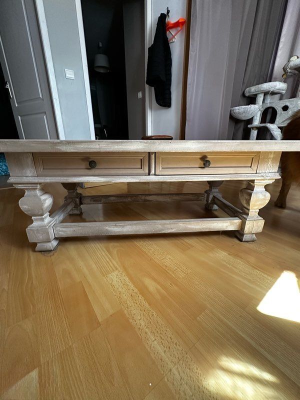 Solid wood coffee table in chic country style / distressed – 120 cm