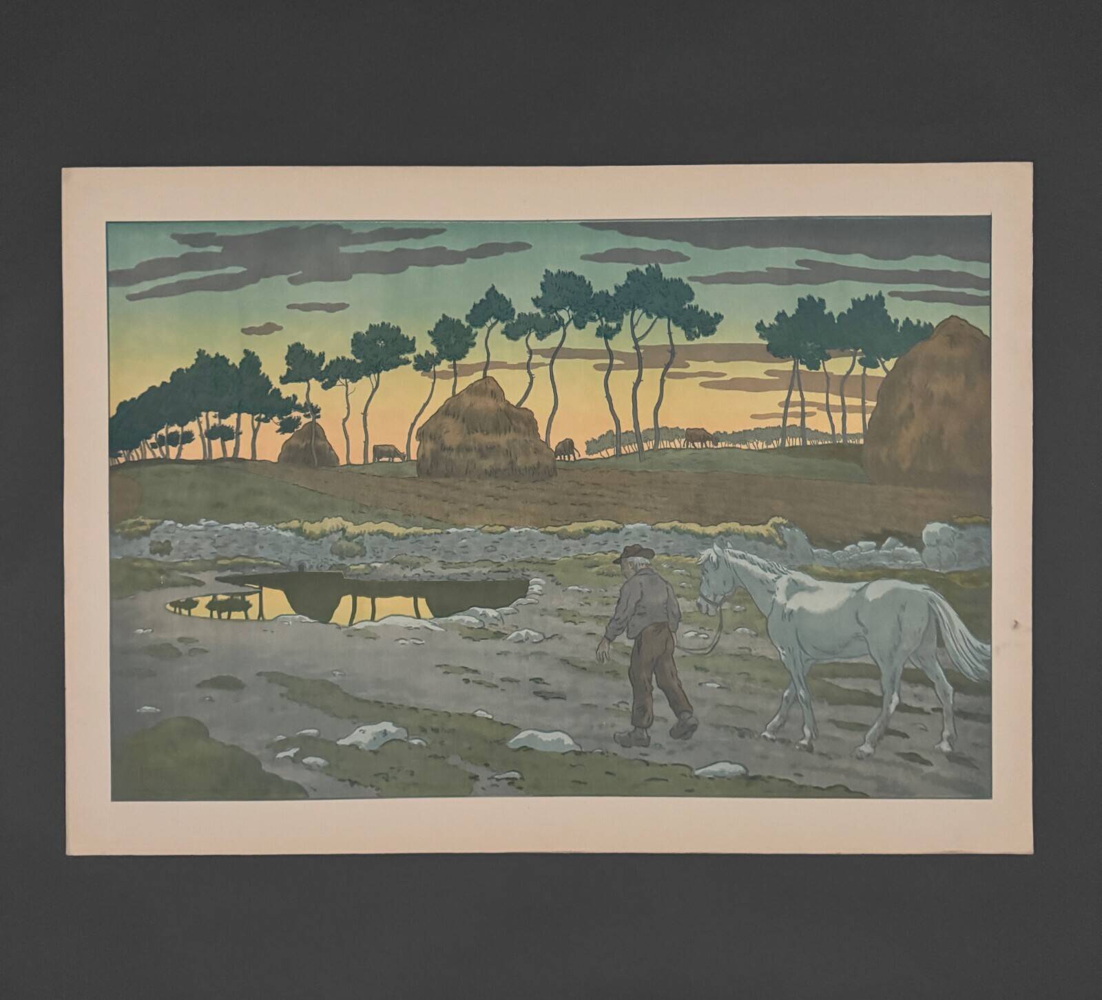 Lithograph by Henri Rivière The Aspects of Nature - The Twilight