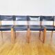 Set of 4 oak and leather chairs