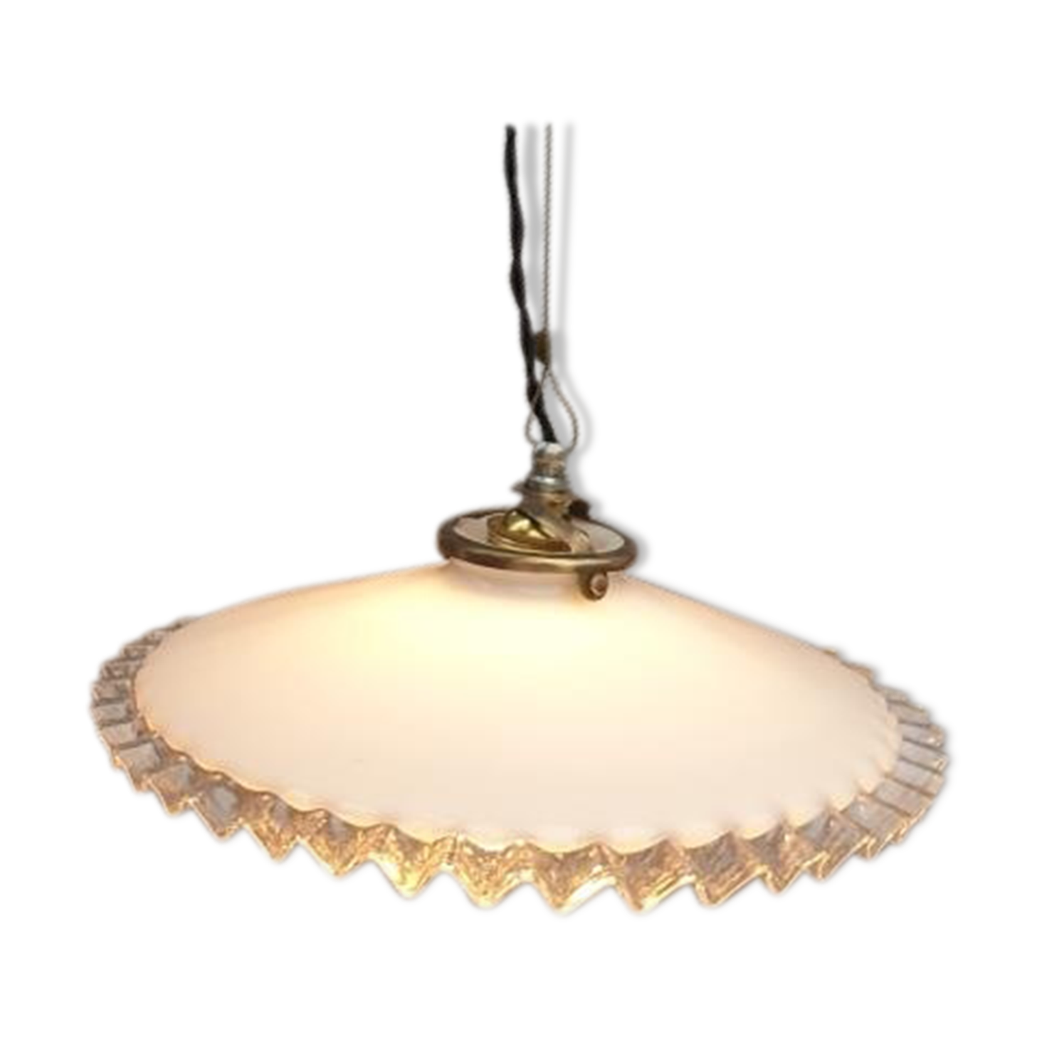 Art Deco ruffled opaline hanging