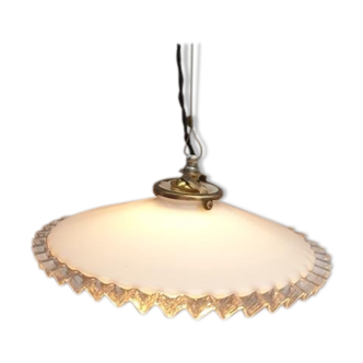 Art Deco ruffled opaline hanging