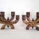 Pair of Brutalist Wooden Candle Holders