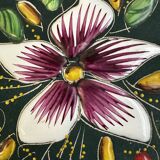 Ceramic and enamel dish with floral decoration by Hubert Béquet