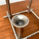 Brutalist sculptural cast aluminium candlestick Danish