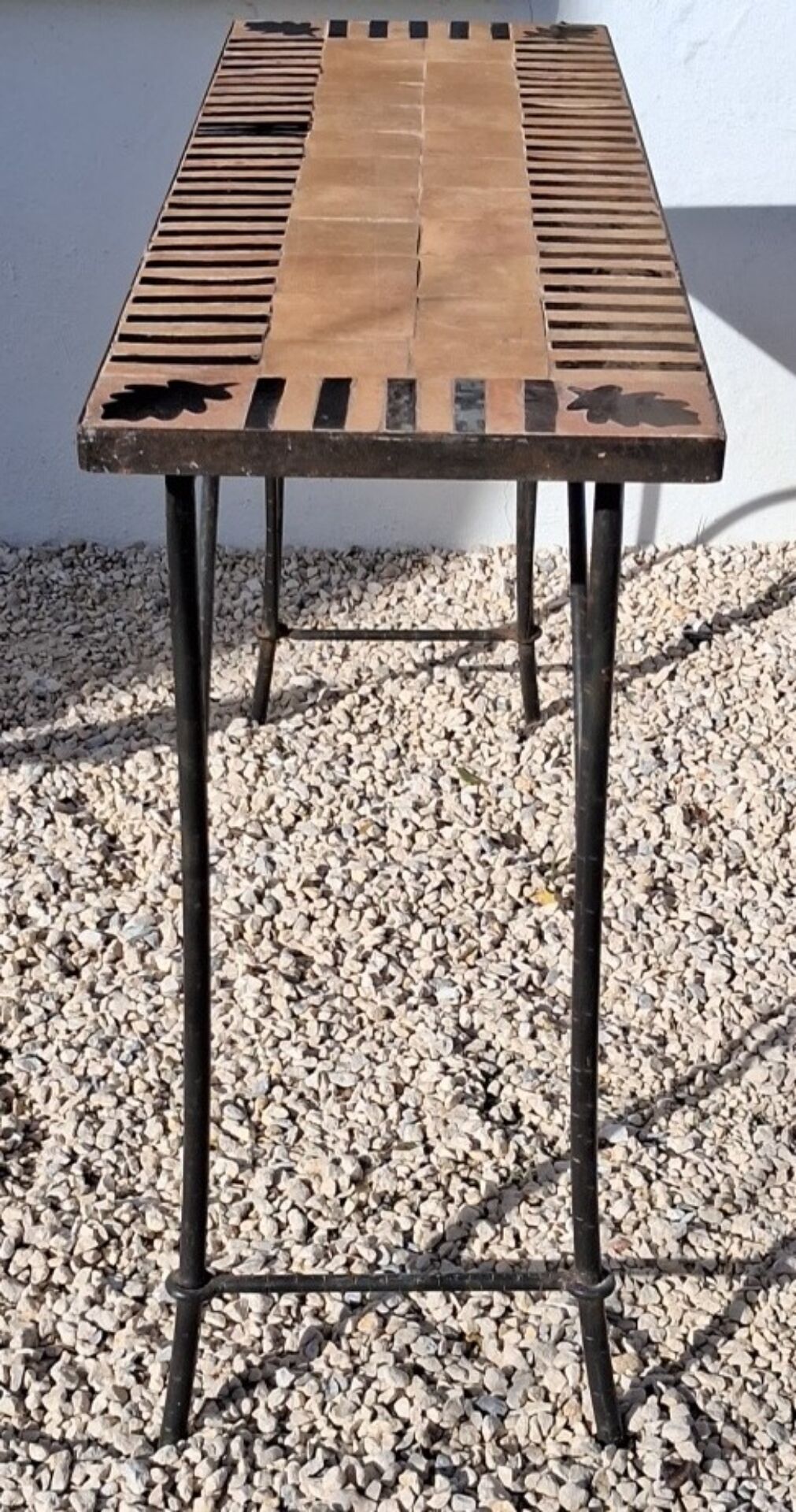Wrought Iron and Natural Stone Console