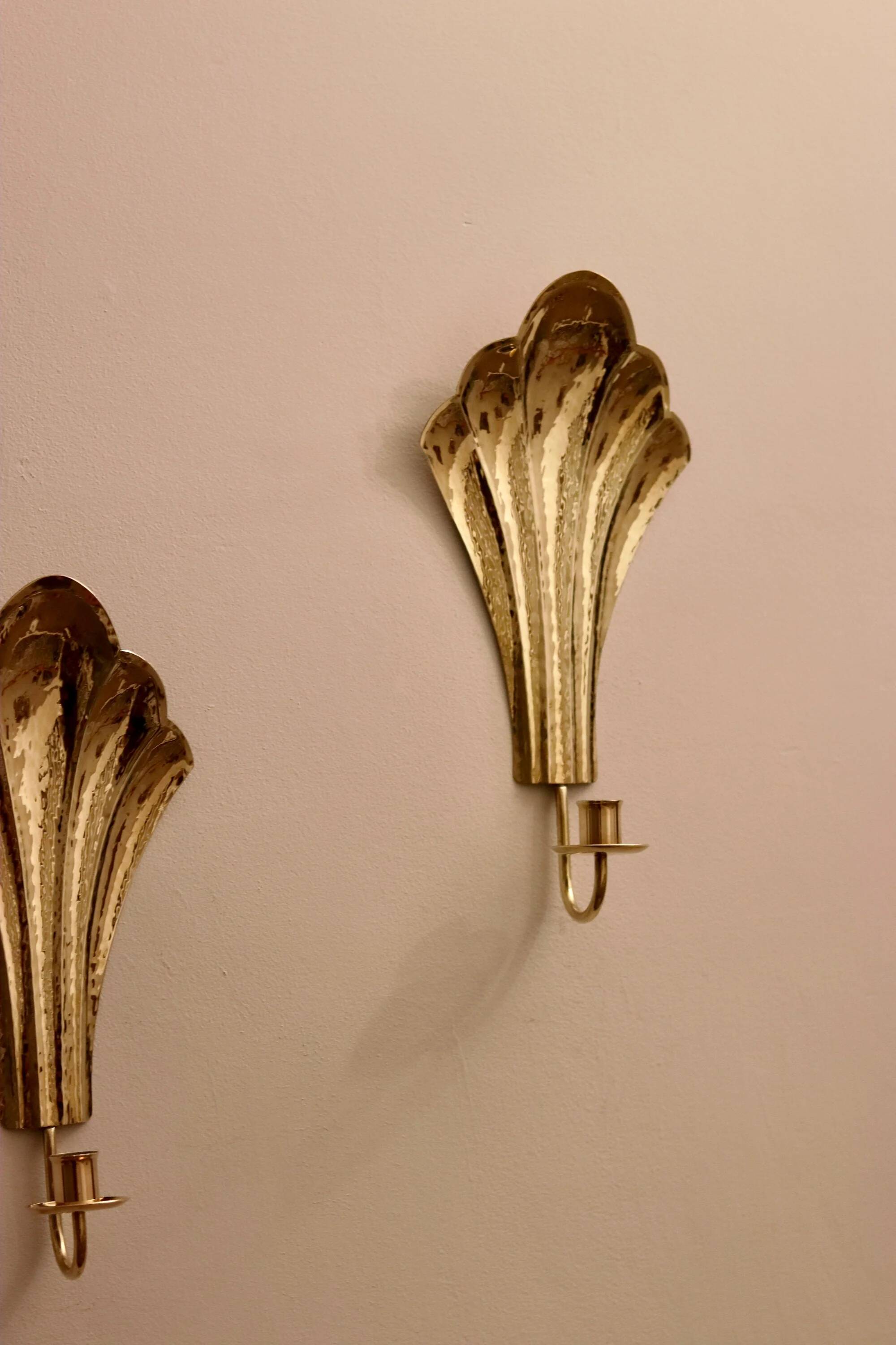 Pair of vintage Swedish brass sconces by Arvika