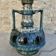 Blue ceramic floor lamp, Fat Lava, double lighting, 70s