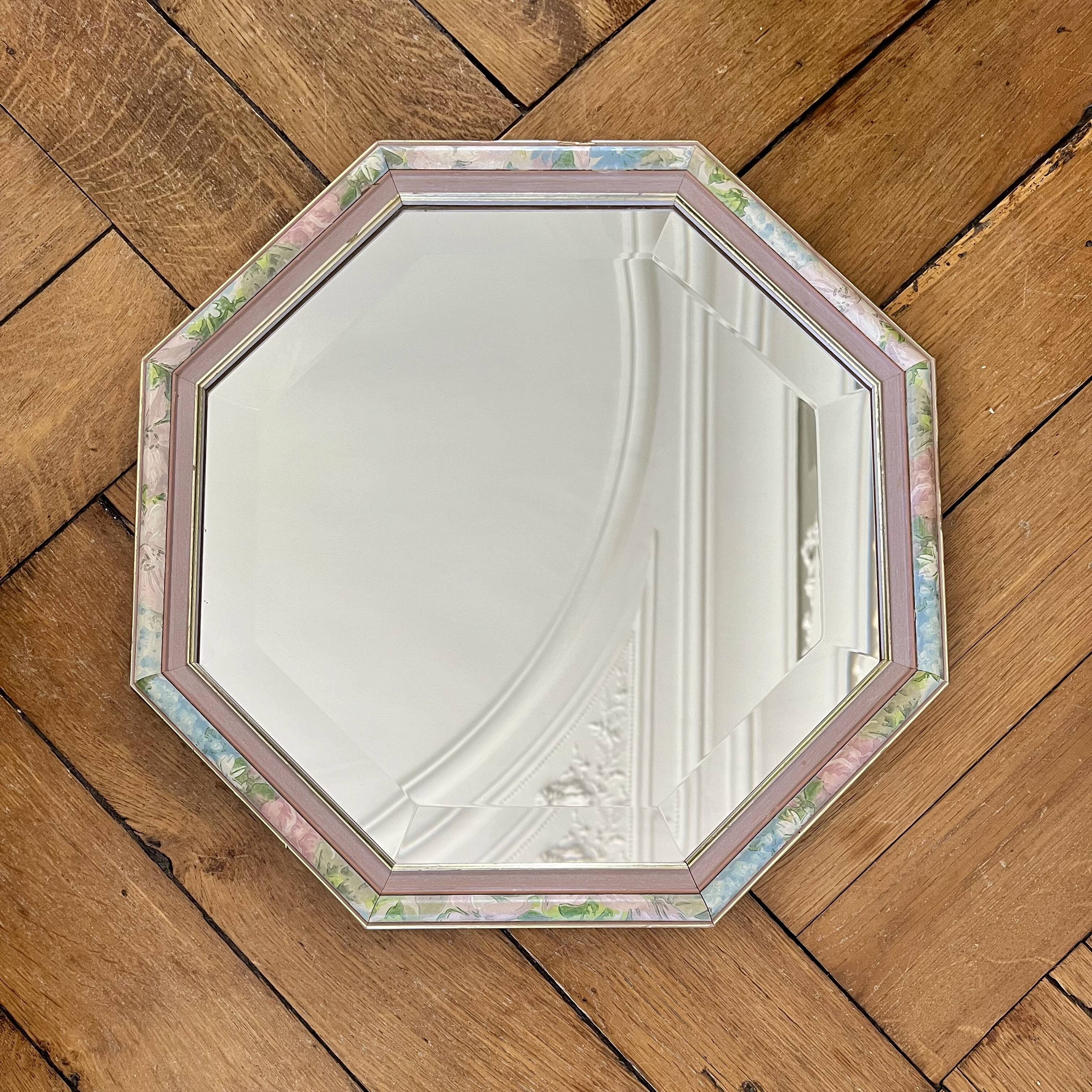 Vintage octagonal beveled mirror